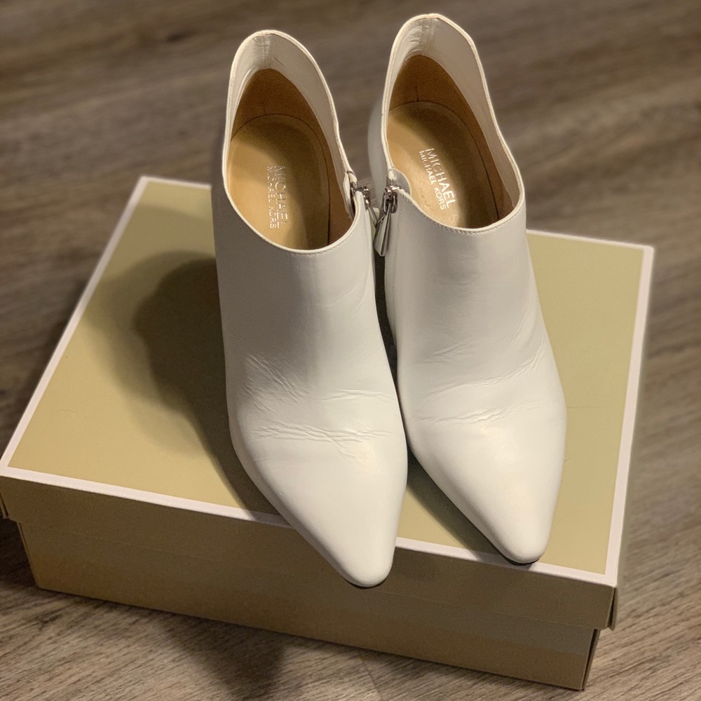 Michael Kors Corrine Optic White Bootie Heels